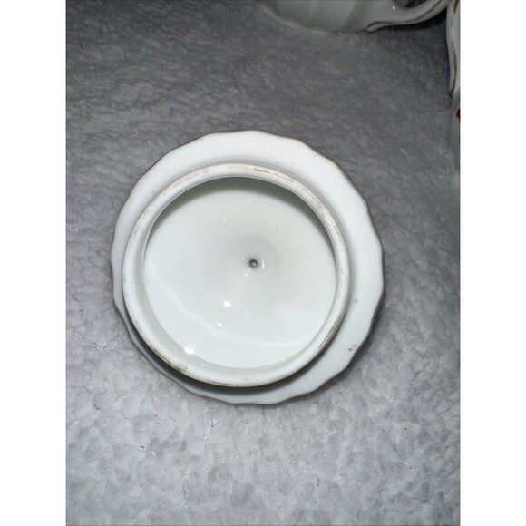 Sugar Bowl W/ Lid And Creamer Set FloralGold Arcs On Rim 2188 by Wurttemberg - Picture 8 of 11